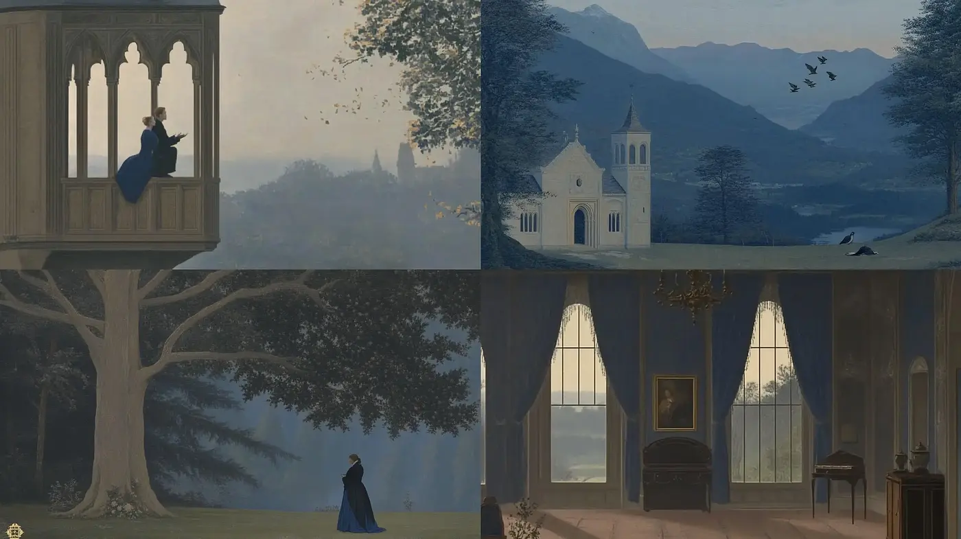 Ethereal Romanticism in Tranquil Landscapes - Midjourney sref style