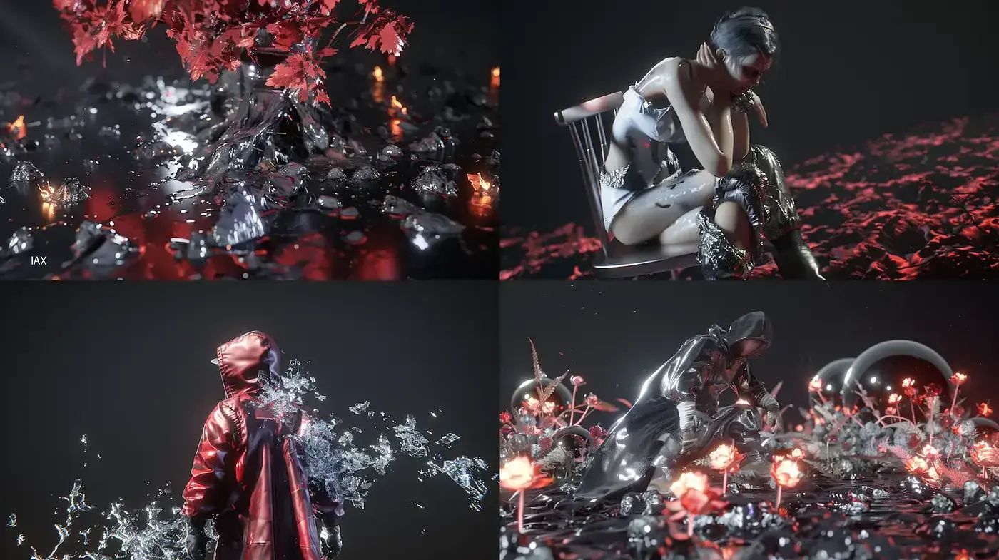 Futuristic, High-Contrast Aesthetic with Organic Elements - Midjourney sref style