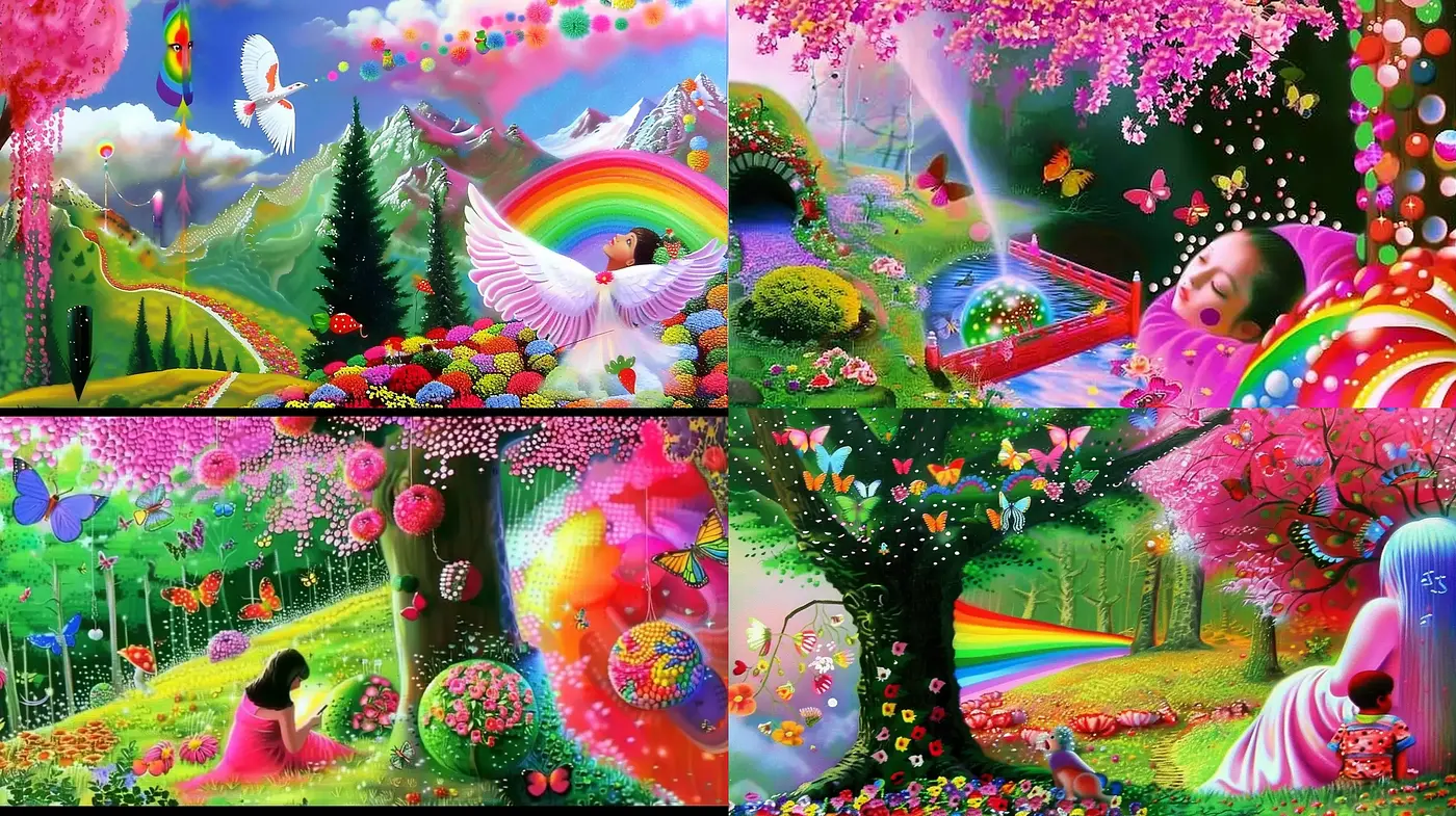 Psychedelic Garden of Luminous Dreams - Midjourney sref style