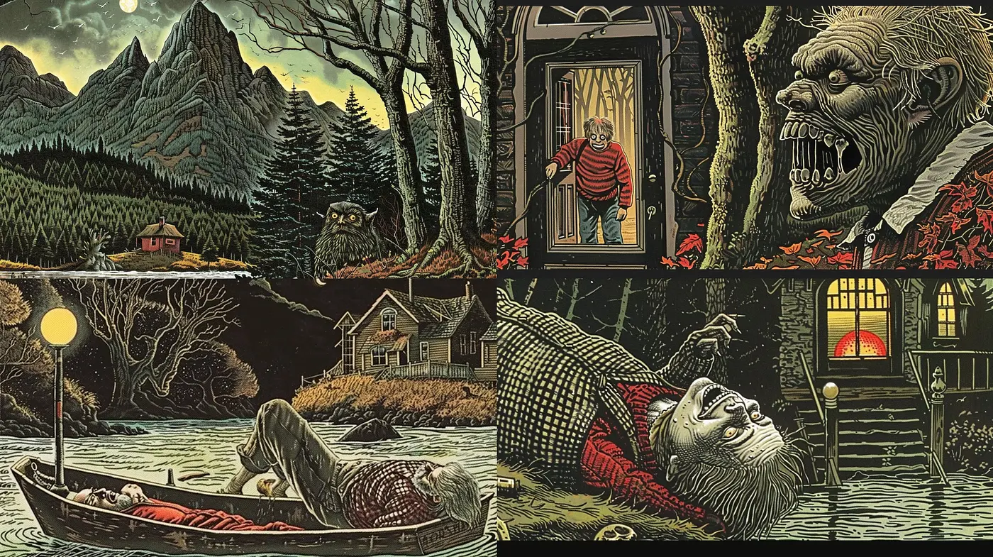 Eerie Twilight Tales - A Glimpse into a Darkly Lush Woodland Enigma - Midjourney sref style