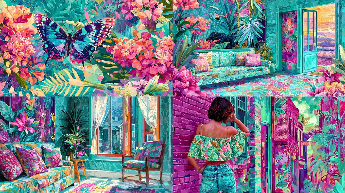 Tropical Exuberance in Vivid Colors: A Fauvism-Inspired Fusion - Midjourney sref style