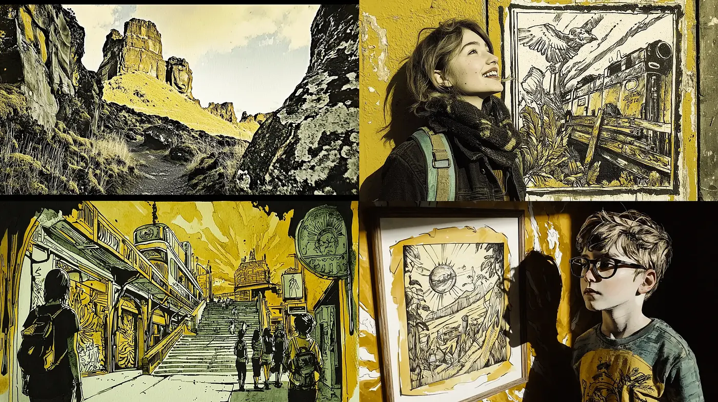 Graphic Novel Nostalgia with a Sepia-toned Twist - Midjourney sref style