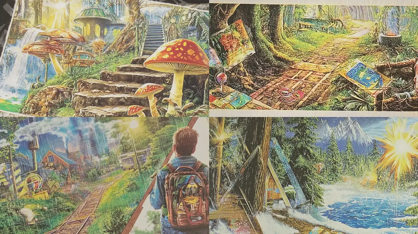 Enchanted Realism: A Consistent Journey Through Fantastical Landscapes and Vibrant Storybook Imagery - Midjourney sref style