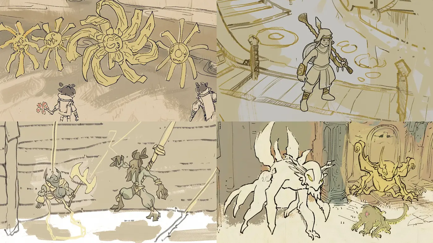 Sepia-Toned Sketchbook Dreamscapes - Midjourney sref style