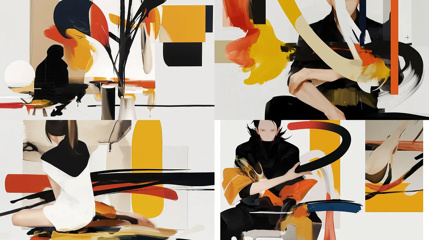 Abstract Expressive Brush Strokes in Warm and Earthy Tones - Midjourney sref style