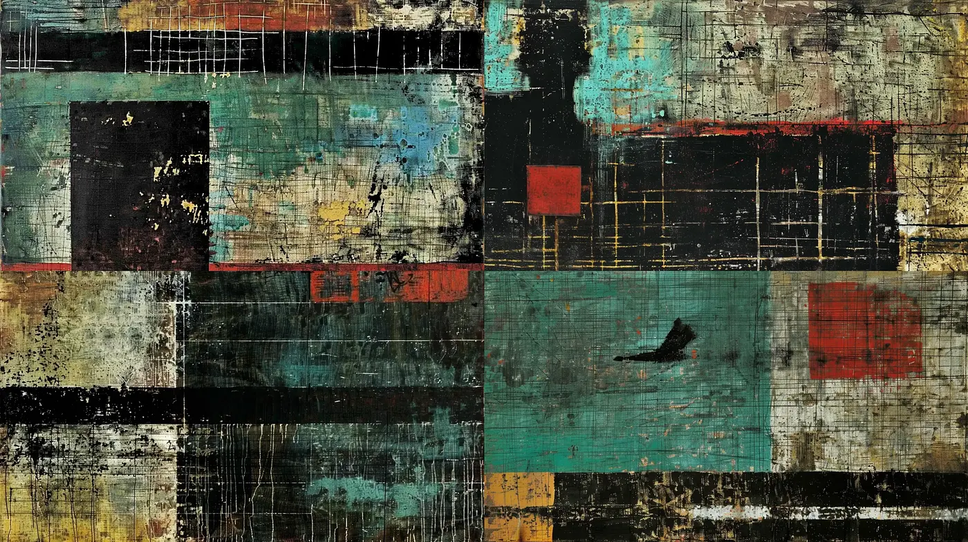Abstract Textural Symmetry in Weathered Hues - Midjourney sref style