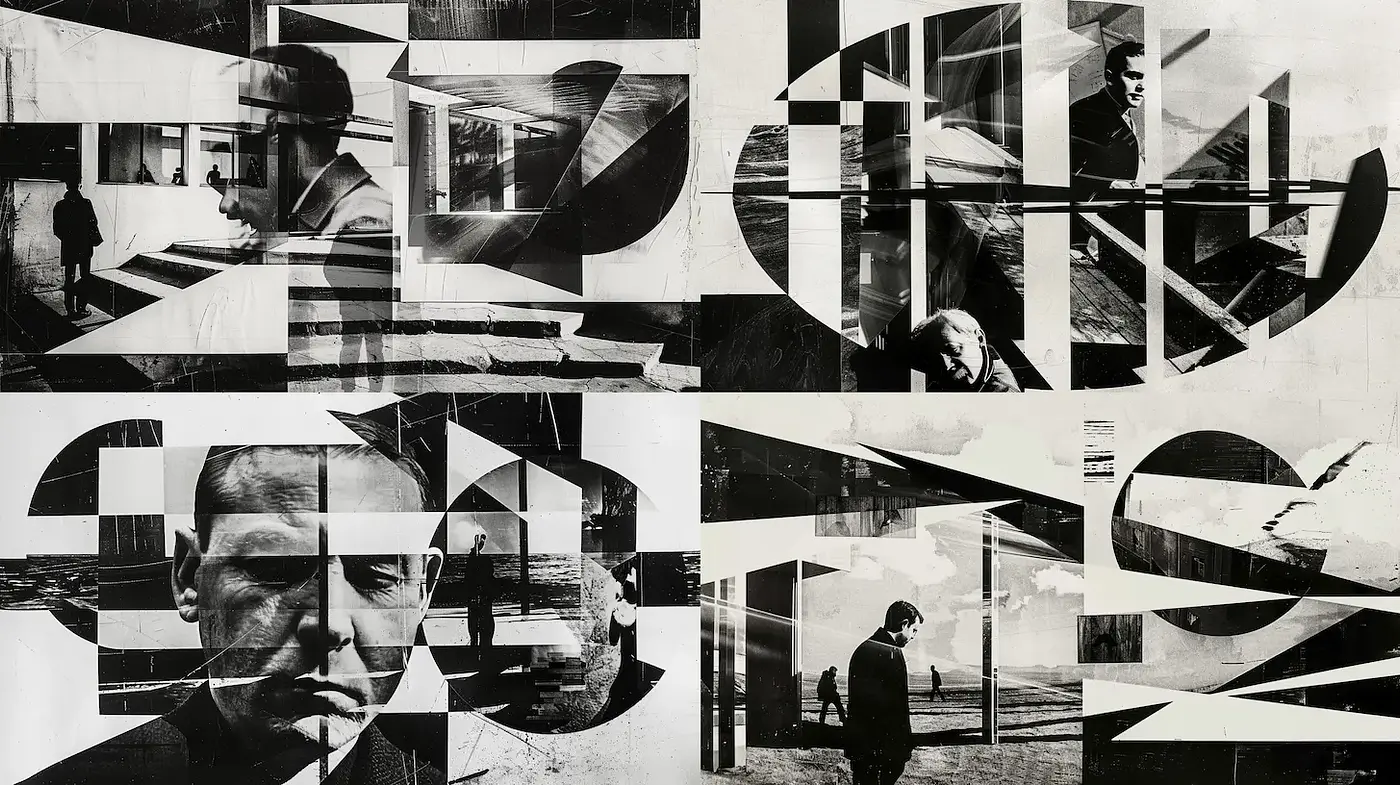 Dynamic and Abstract Collage with Vintage Sensibilities - Midjourney sref style