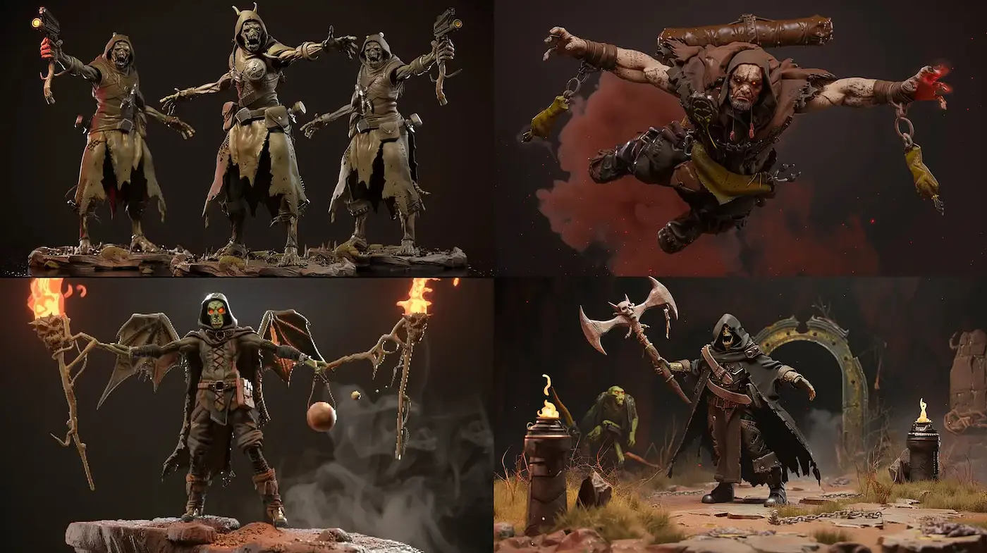 Intricately Detailed Dark Fantasy Character Art with Cohesive Aesthetic - Midjourney sref style