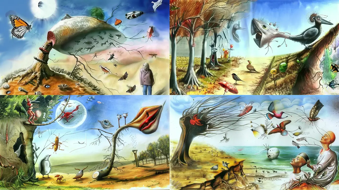 Surreal Dreamscapes in Vivid Whimsy - Midjourney sref style
