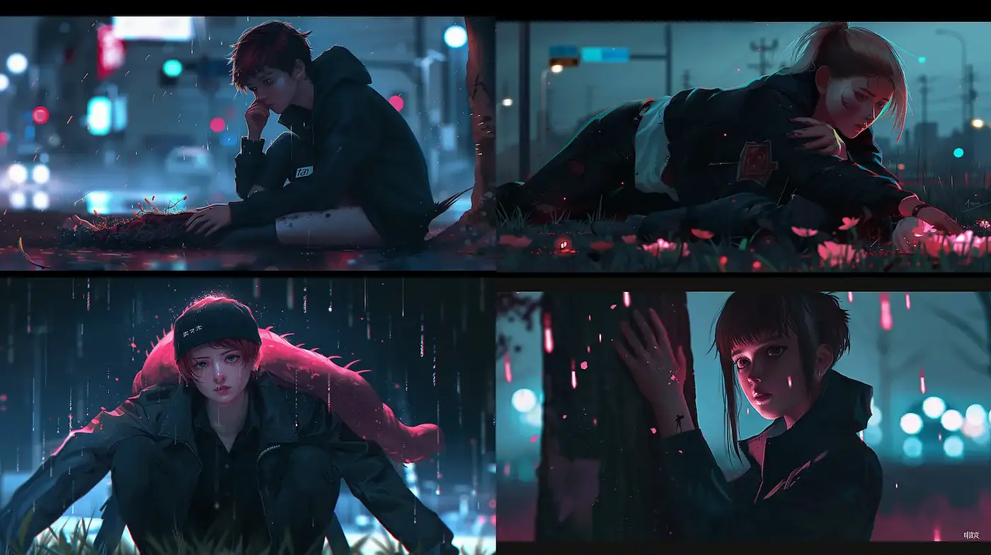 Cinematic Urban Interactions with a Touch of Melancholy - Midjourney sref style