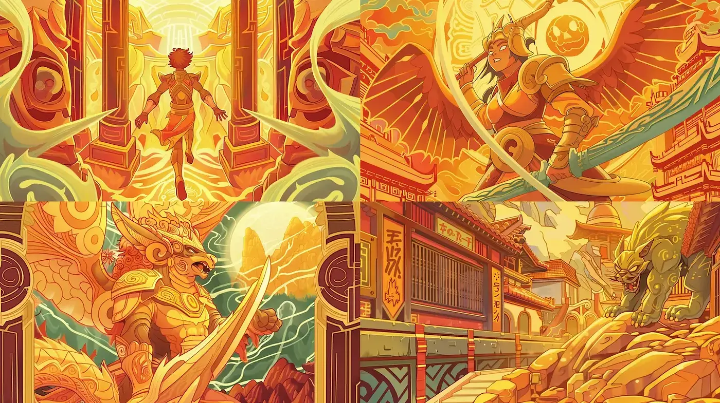 Vibrant and Energetic Fantasy with a Mythical Flair - Midjourney sref style