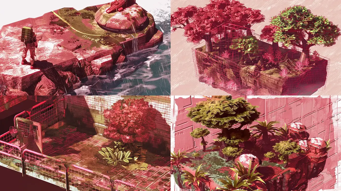 Surrealistic Nature in a Futuristic Landscape With Distinctive Textures - Midjourney sref style