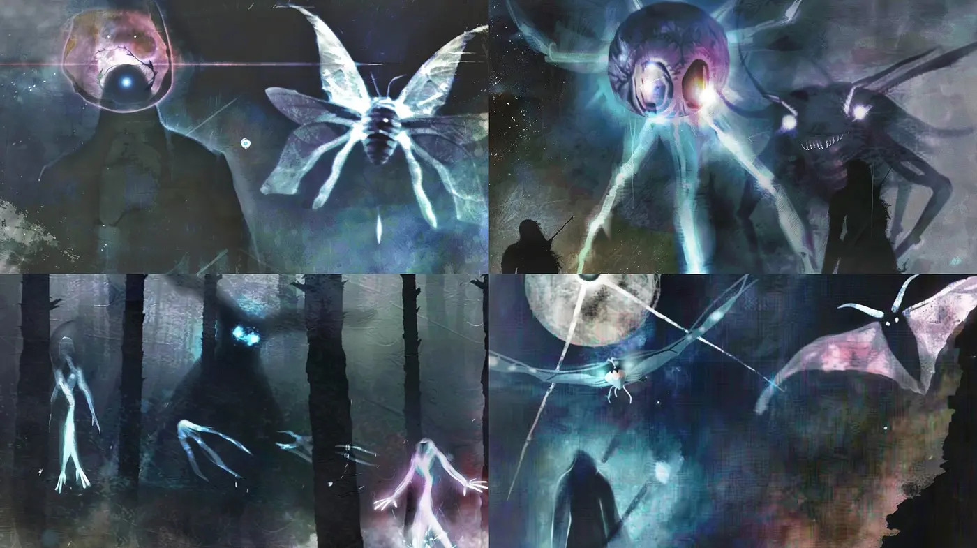 Ethereal Nocturnal Dreamscape: A Fusion of Surrealism and Digital Impressionism - Midjourney sref style