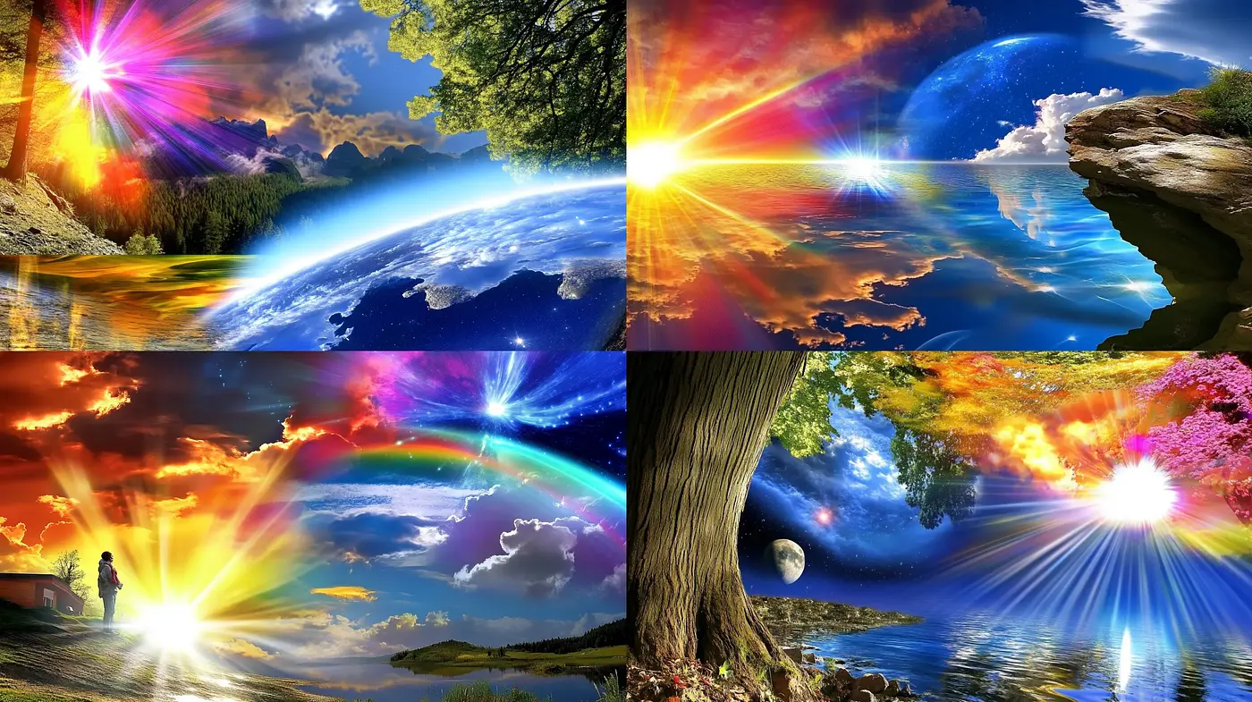 Luminous Symphonic Nature: A Spectrum of Radiant Landscapes - Midjourney sref style