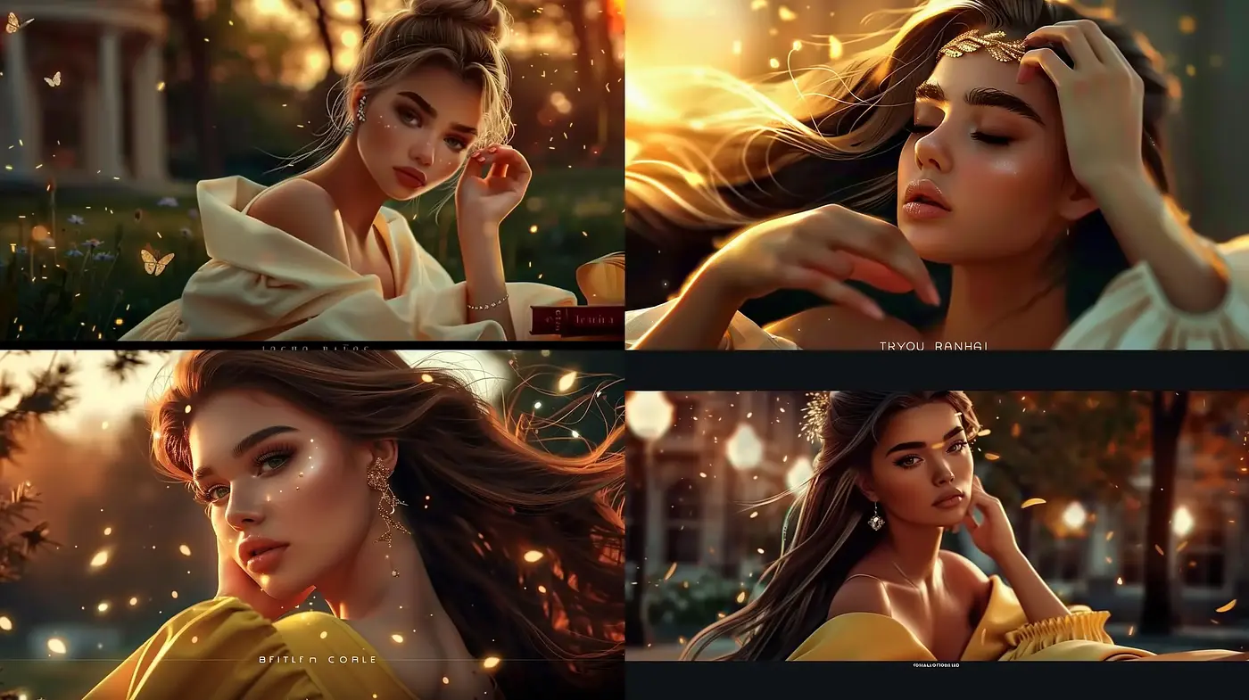 Golden Hour Radiance in Digital Portrait Artistry - Midjourney sref style