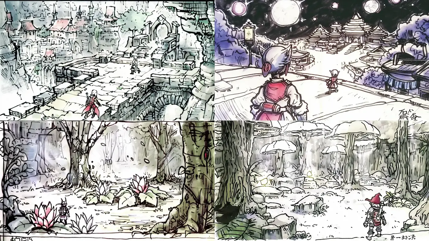 Whimsical and Dreamlike Landscape Illustrations with a Hand-Drawn Aesthetic - Midjourney sref style
