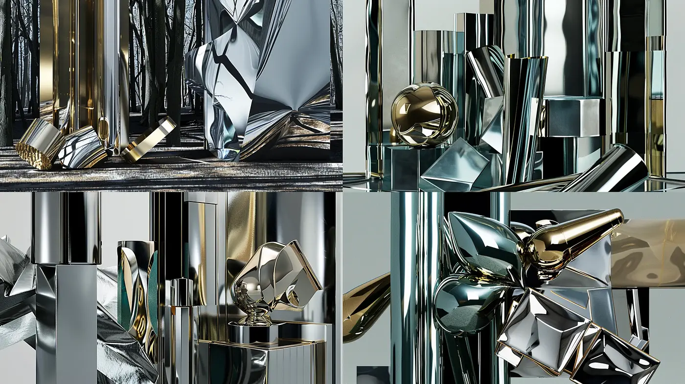 Futuristic Metallic Elegance with a Monochromatic Sheen - Midjourney sref style