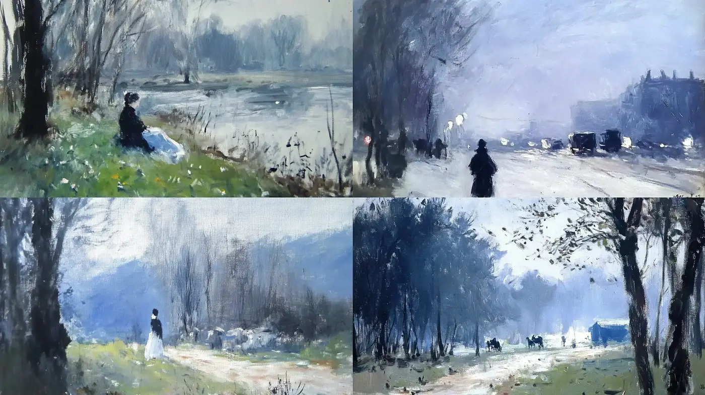 Misty Hues of Serenity: An Homage to Impressionist Outdoor Scenes - Midjourney sref style