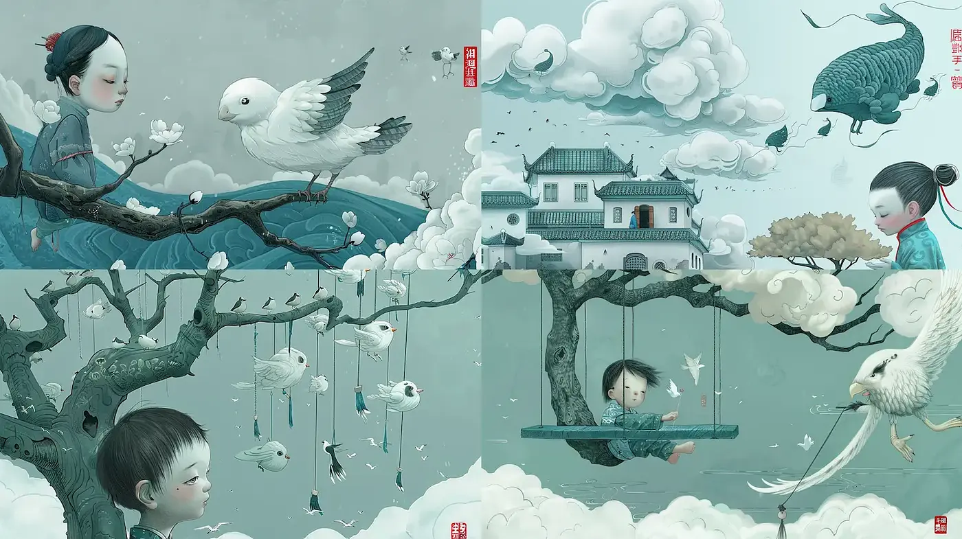Ethereal and Whimsical Illustrations with Calming Elements - Midjourney sref style