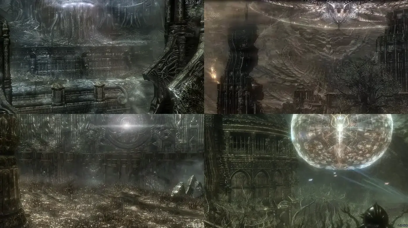 Ethereal and haunting architectural landscapes with intricate details - Midjourney sref style