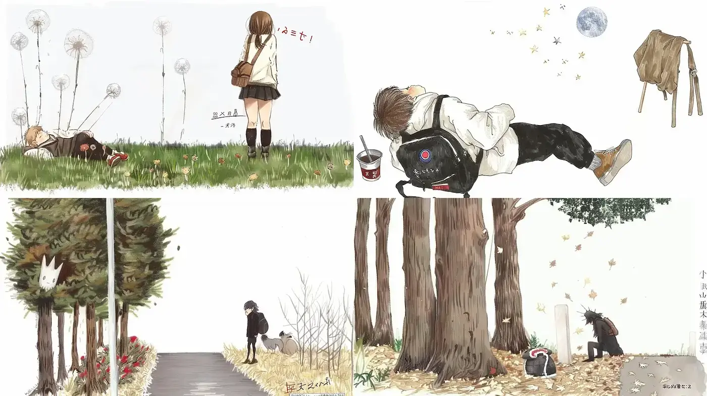 Whimsical Serenity in Earthy Tones: A Modern Take on Anime-Inspired Scenes - Midjourney sref style