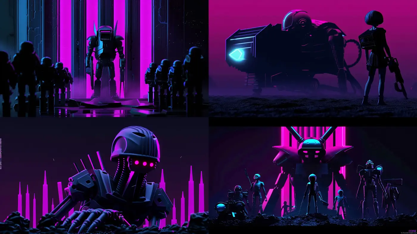 Neon Dystopia: A Synthesized Vision of Cyberpunk Viscerality - Midjourney sref style