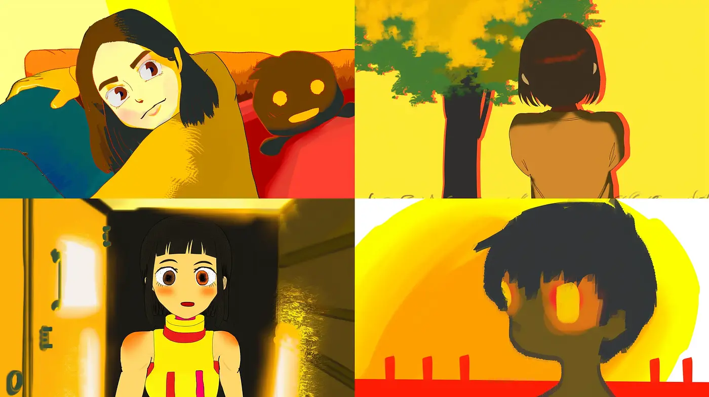 Warm Toned Anime-Inspired Illustrative Vignettes - Midjourney sref style