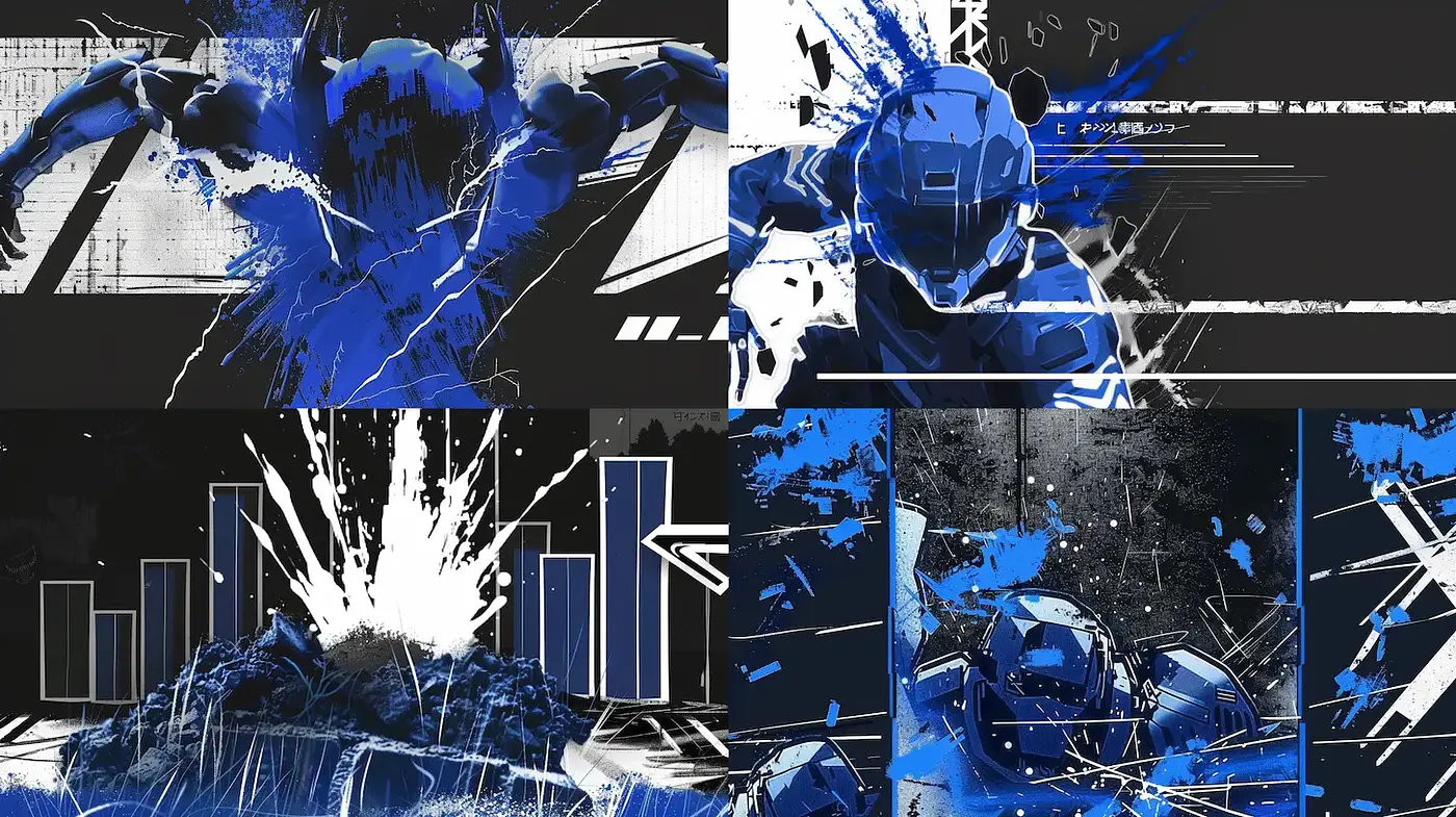 Dynamic and energetic digital art with bold contrasts and vibrant textures - Midjourney sref style