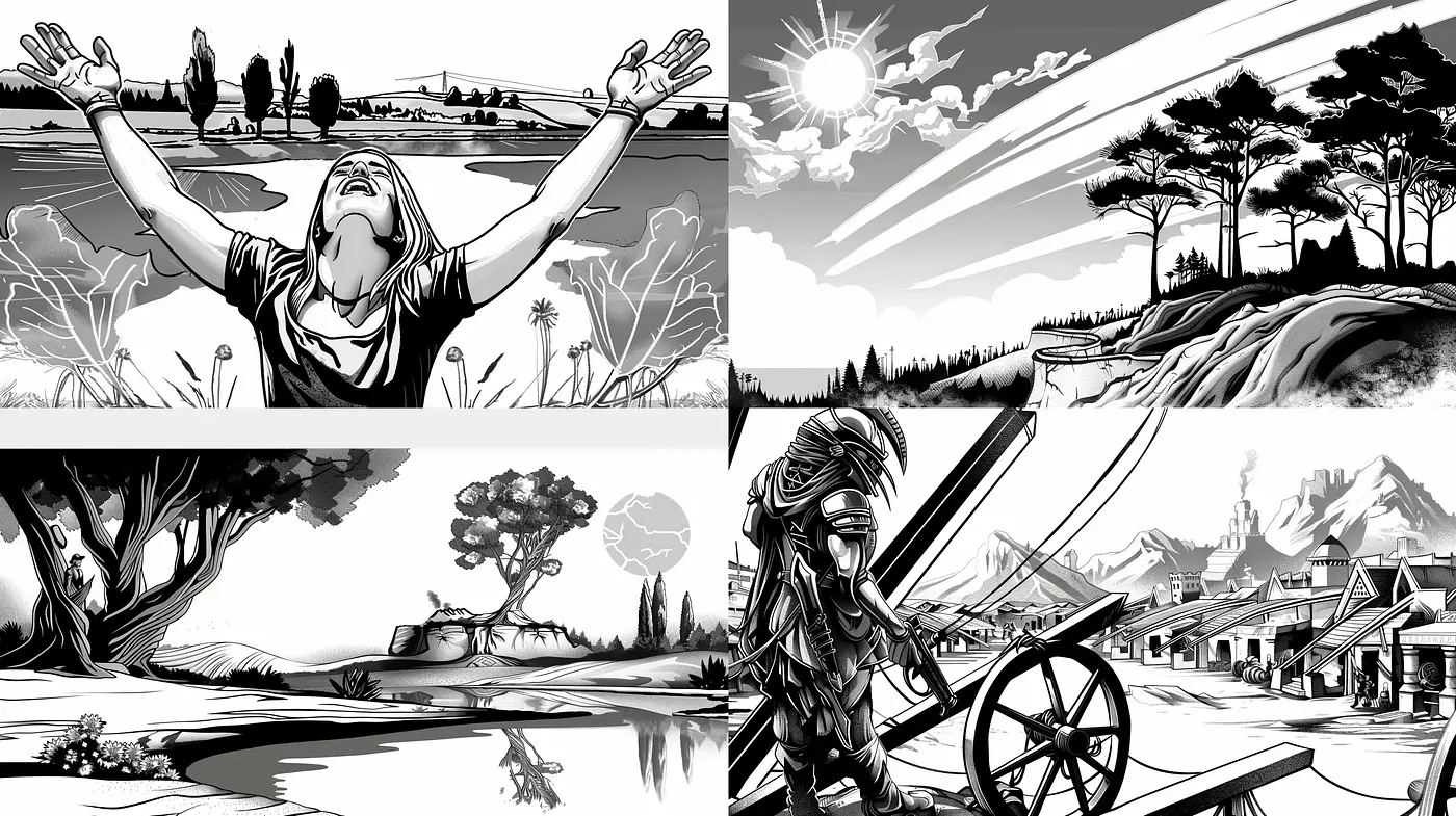 Monochromatic Elegance with a Graphic Novel Flair - Midjourney sref style