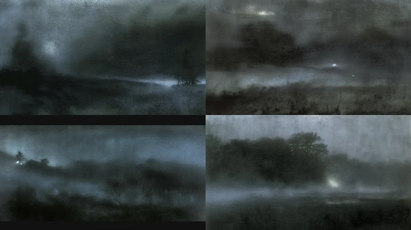 Ethereal Fogscapes in Monochromatic Hues - Midjourney sref style