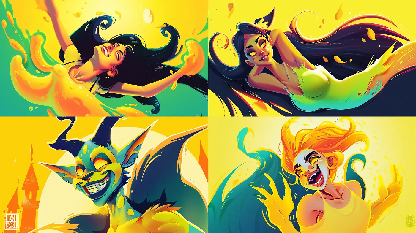 Dynamic Euphoria: A Fusion of Expressive Colors and Fluid Shapes in Pop Art - Midjourney sref style