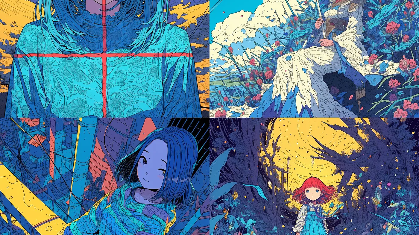 Vibrant Contrast and Graphic Novel Aesthetics Blend - Midjourney sref style