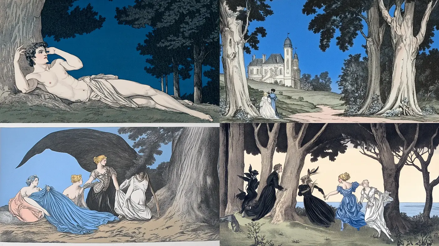 Enchanted Classical Revival in Twilight Hues - Midjourney sref style