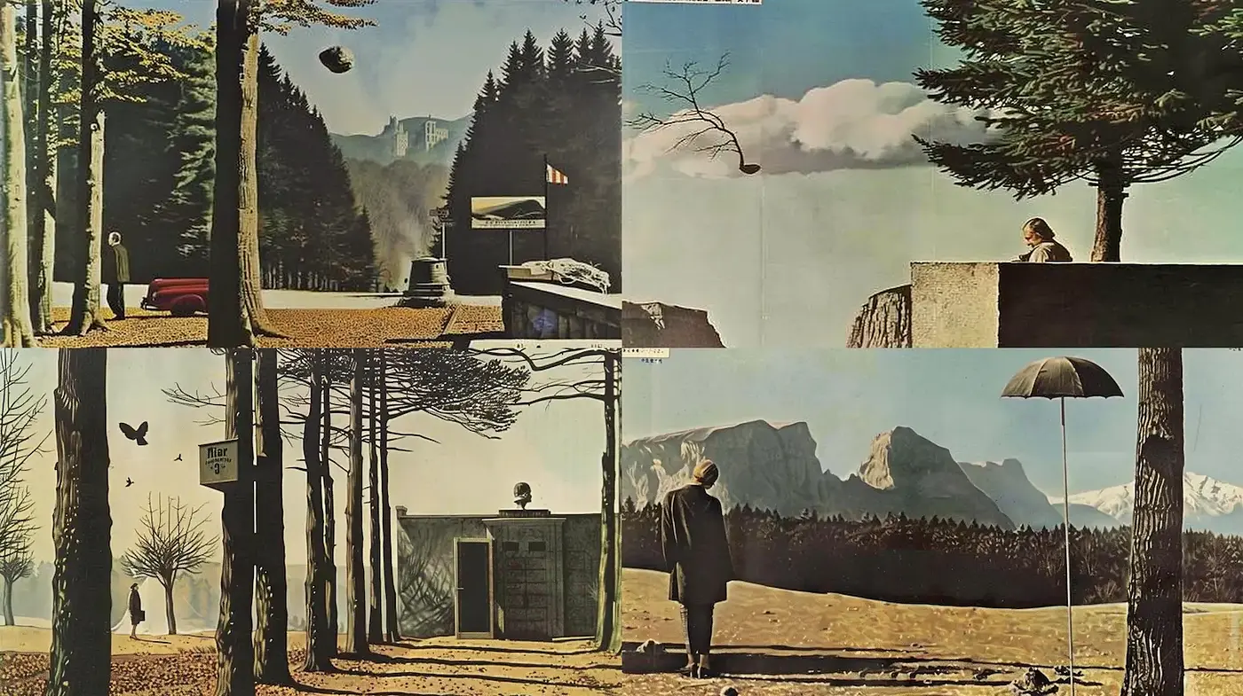 Surrealist Landscape with a Retro Aesthetic - Midjourney sref style