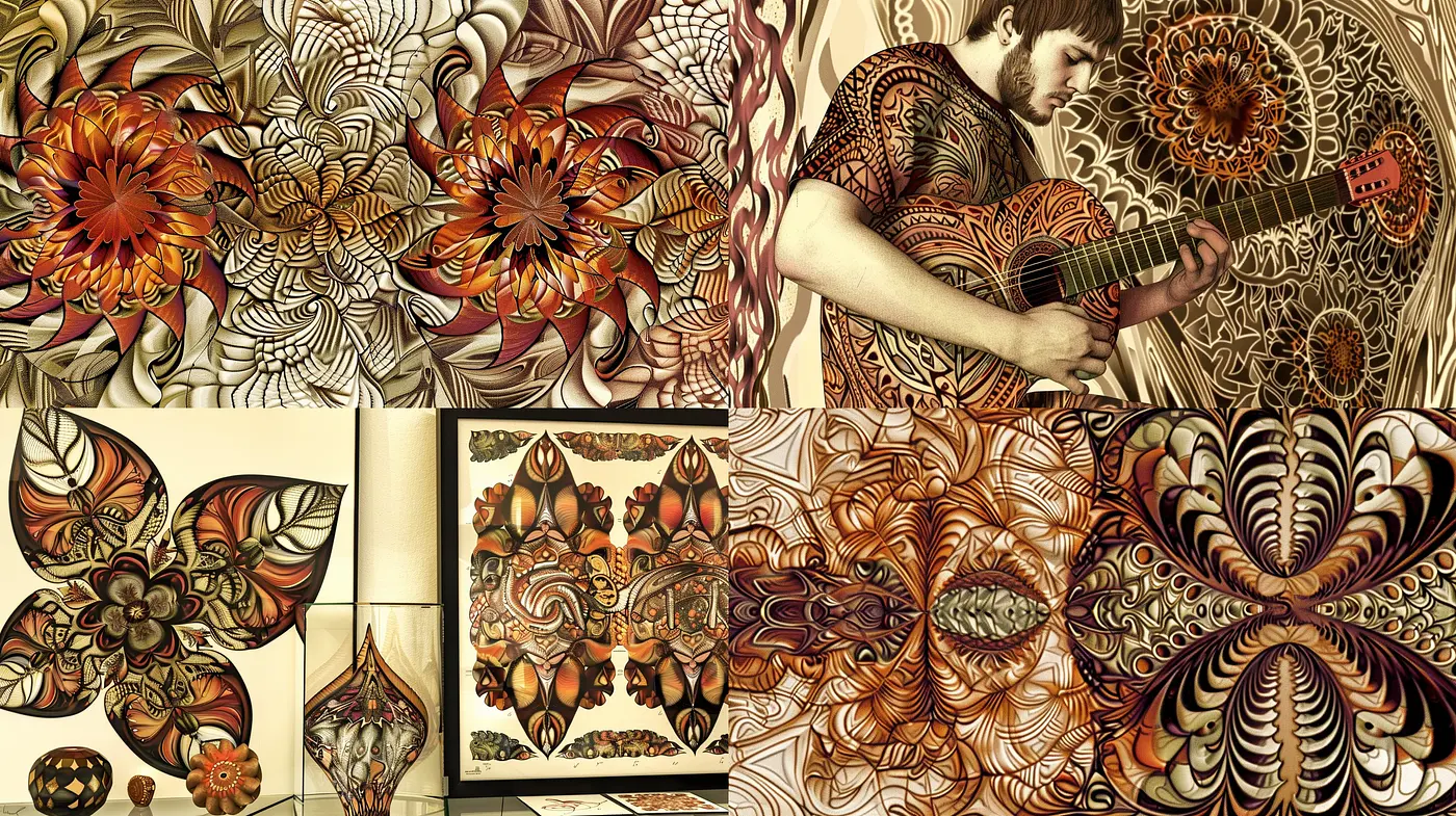 Baroque Reveries in Sepia: Elaborate Patterns and Organic Forms - Midjourney sref style
