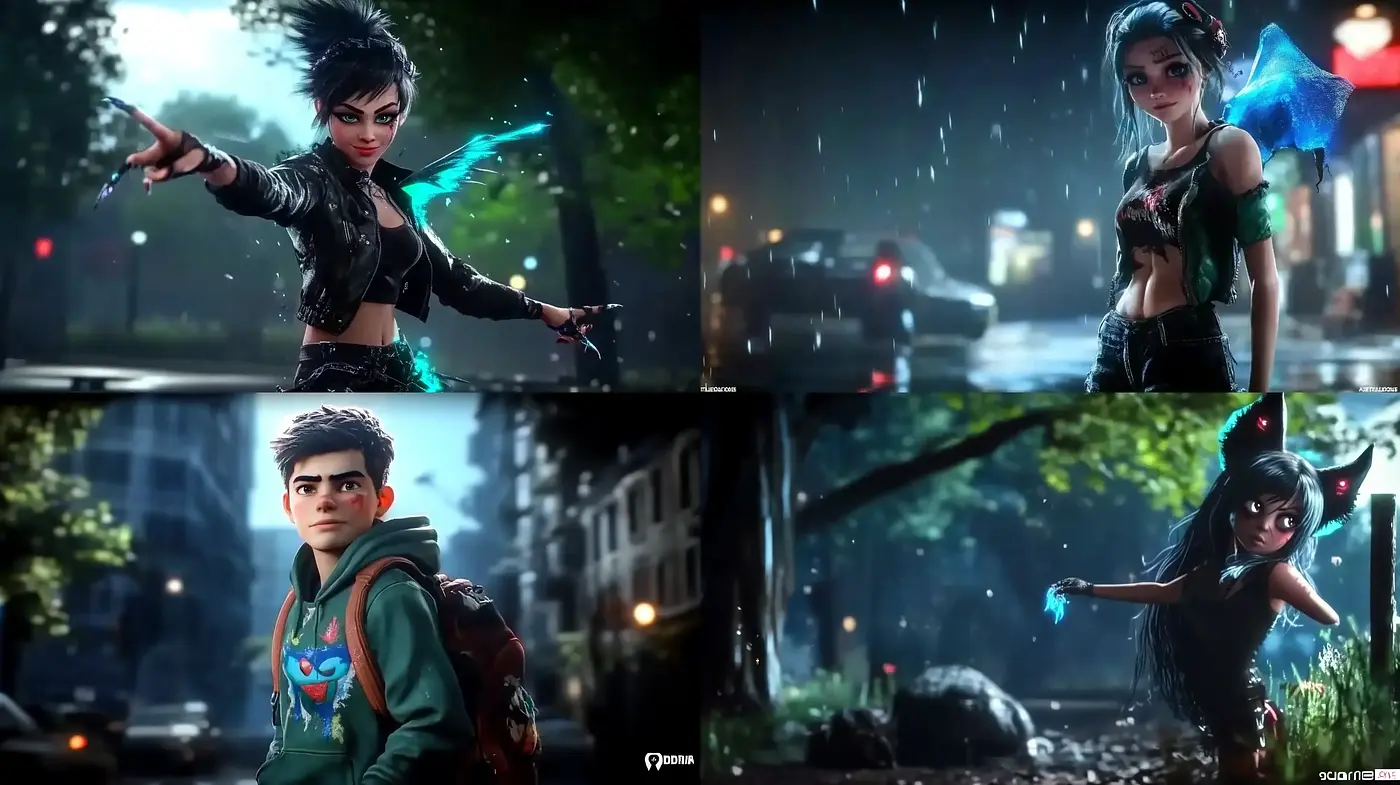 Nocturnal Fantasy in Urban Rain: A Consistent Vivid and Dynamic Style - Midjourney sref style