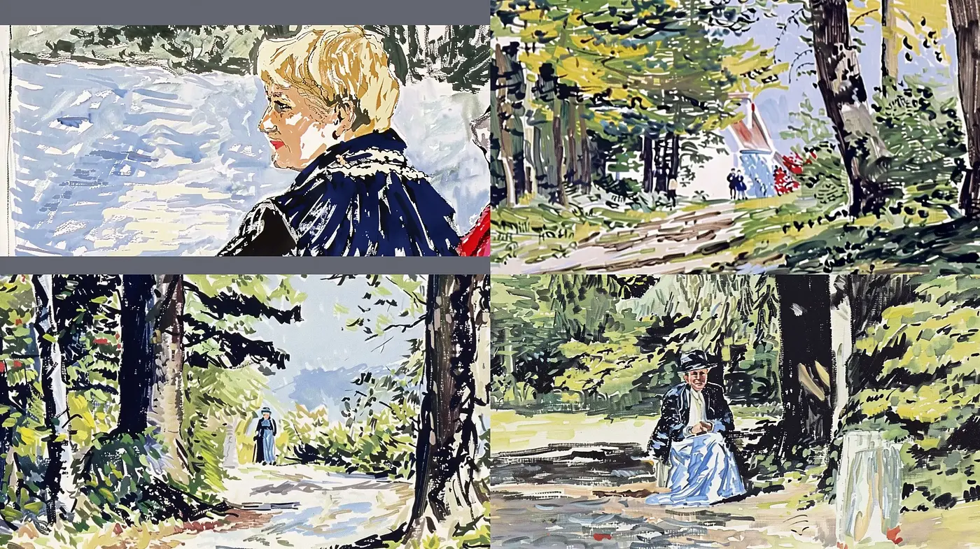 Impressionistic Nature and Figure Study in Serene Tones - Midjourney sref style
