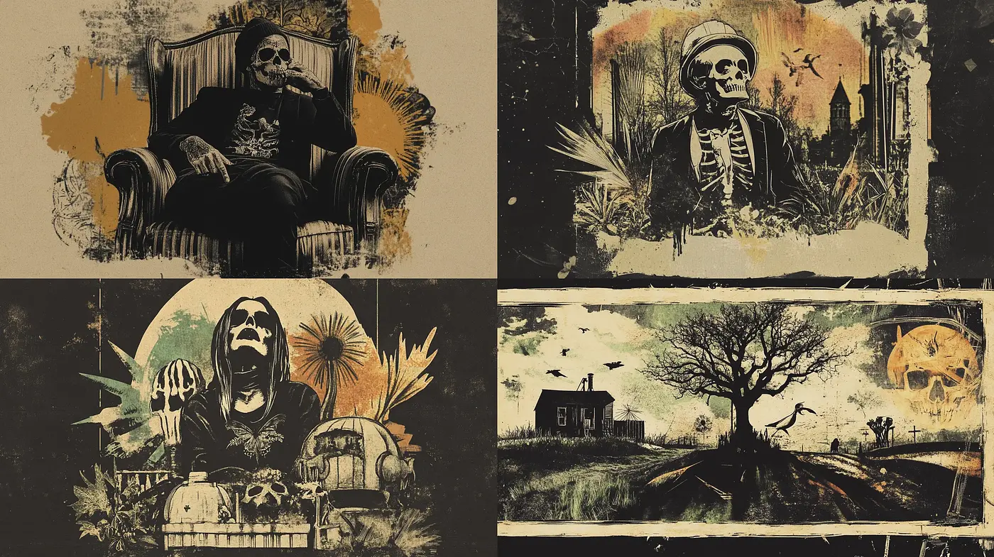 Gothic Elegy in Sepia Tones - Midjourney sref style
