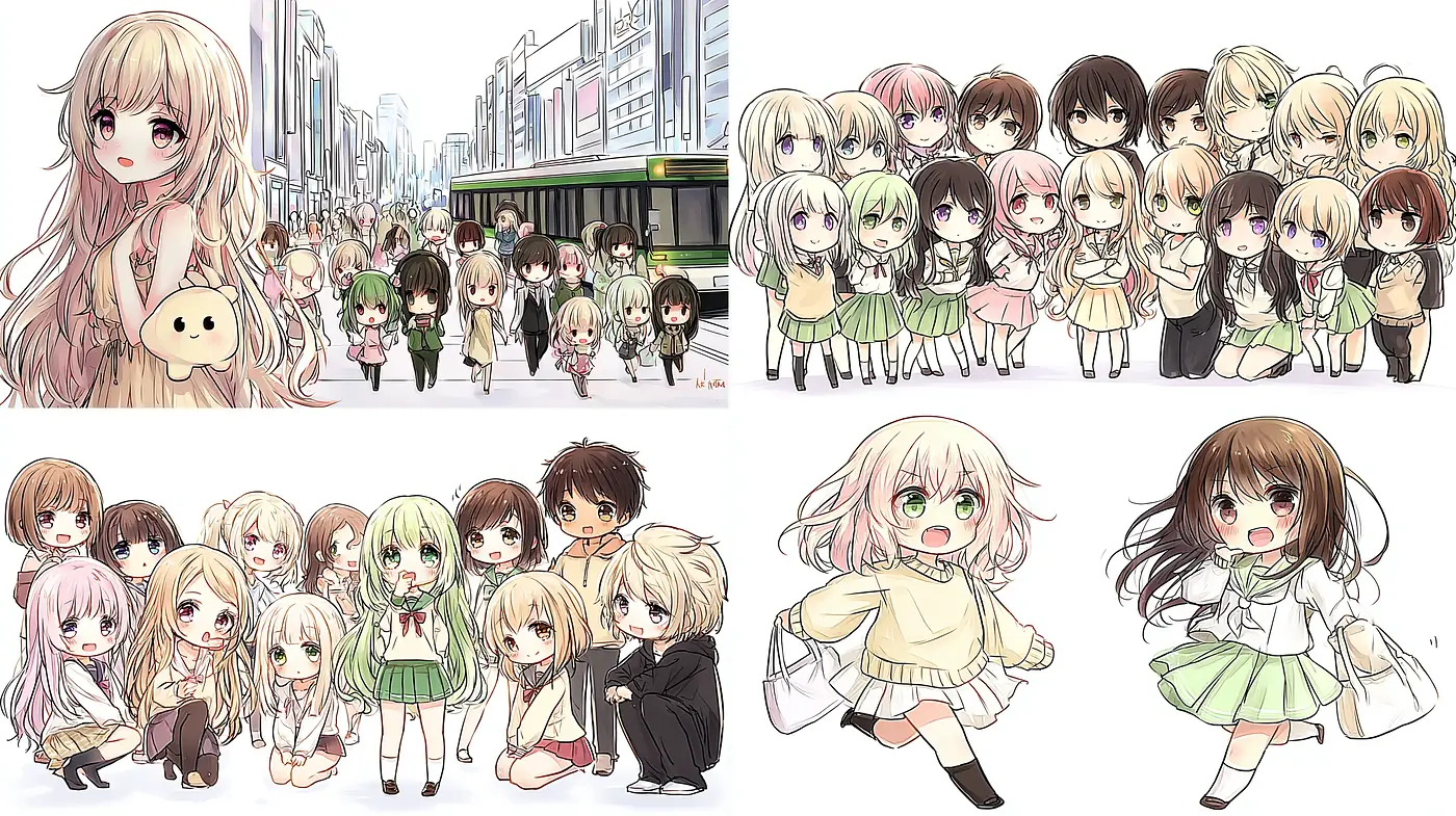 Charming and Expressive Anime-Inspired Characters in a Vibrant Urban Setting - Midjourney sref style