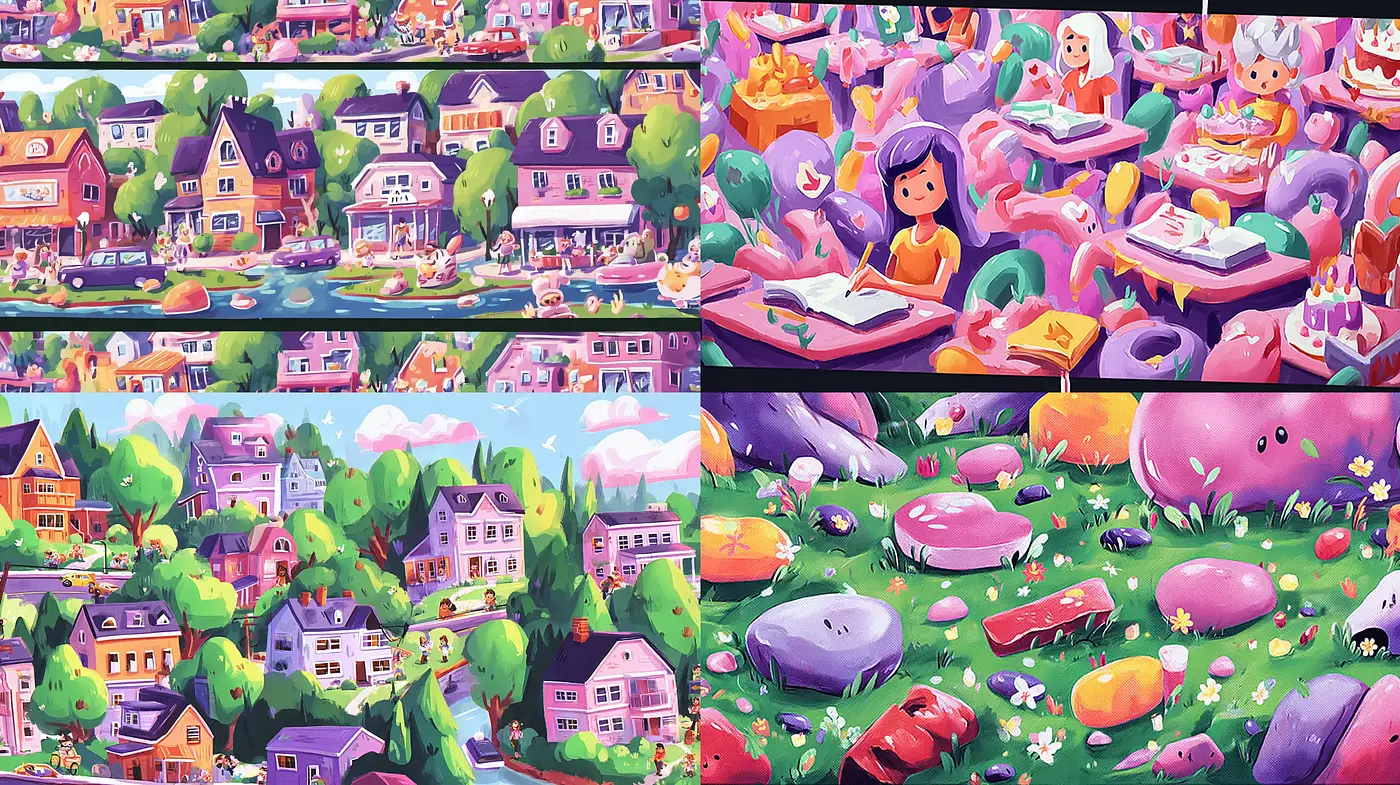 Whimsical and Colorful Mid-Century Inspired Illustration - Midjourney sref style