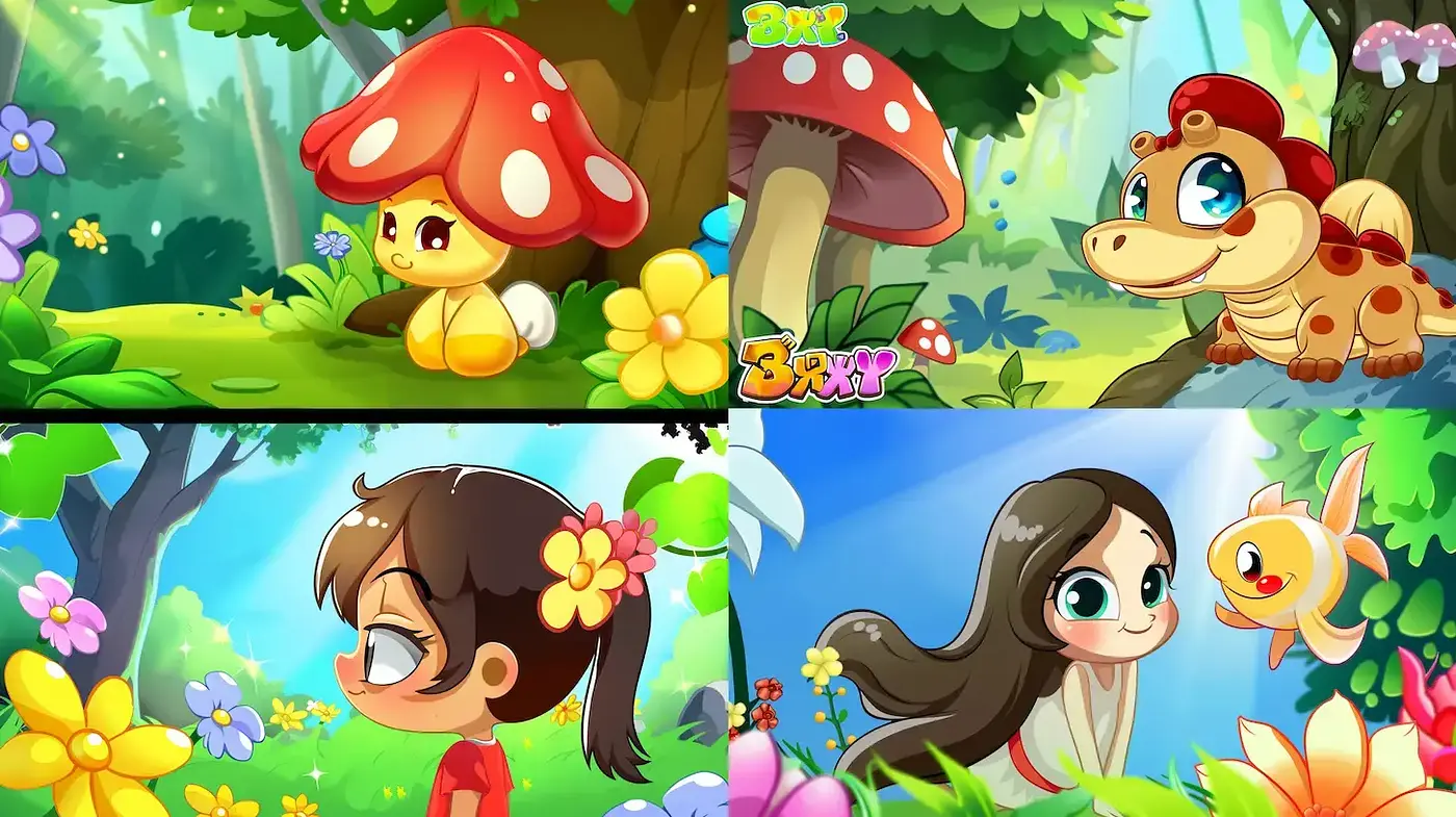 Whimsical and Colorful Illustrations Capturing a Playful Nature - Midjourney sref style