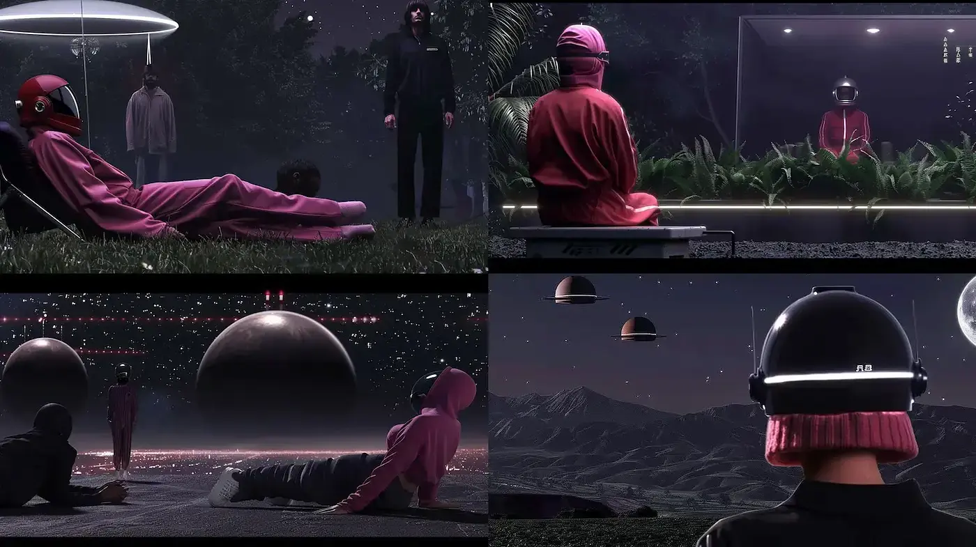 Futuristic Surrealism with a Retro Twist and a Dark, Mysterious Atmosphere - Midjourney sref style