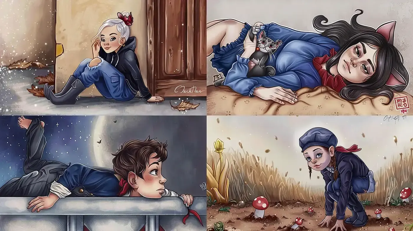 Charming and Whimsical Artistic Style with a Touch of Nostalgia - Midjourney sref style