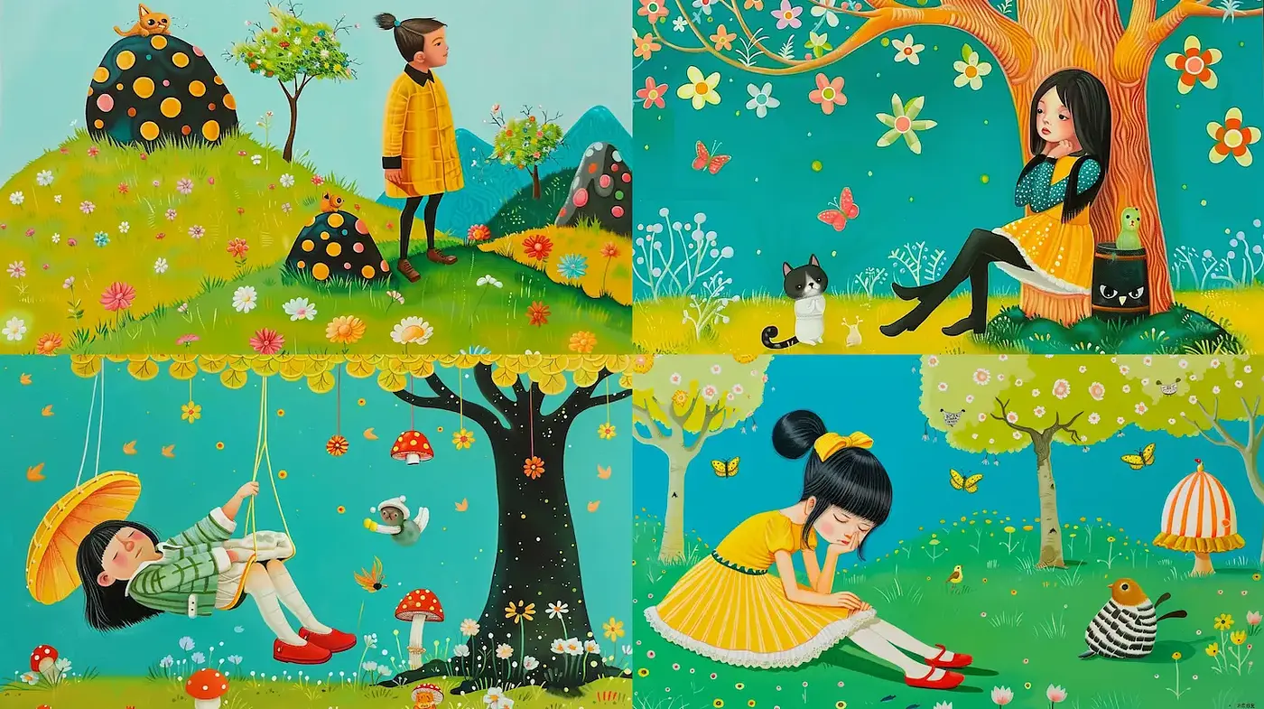 Whimsical Children's Illustration with a Charming Storybook Quality - Midjourney sref style