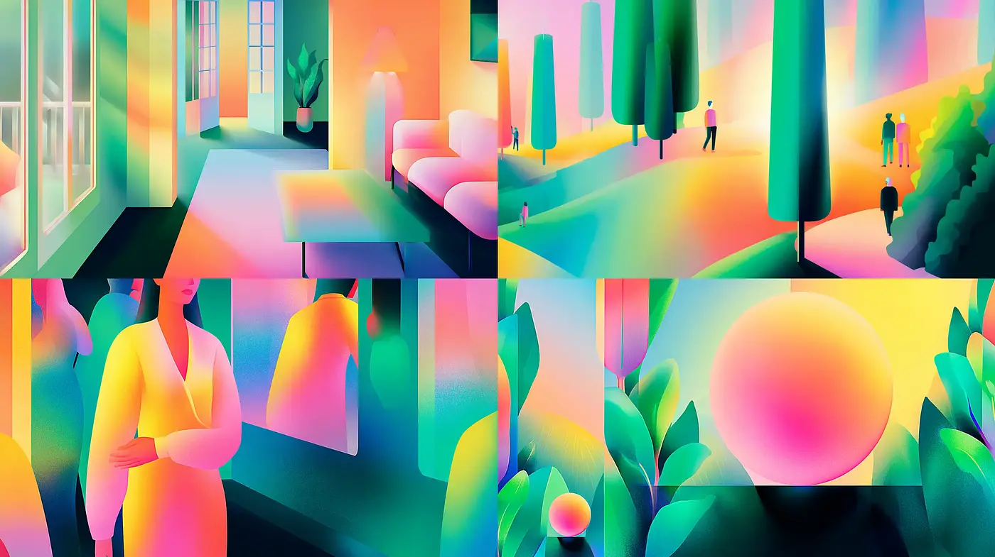 Vibrant and Dreamlike Aesthetic with Fluid Forms - Midjourney sref style