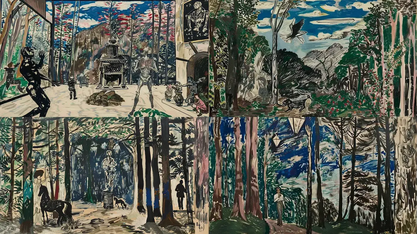 Exuberant Nature Interpretations with Expressive Brushwork and Vivid Palette - Midjourney sref style
