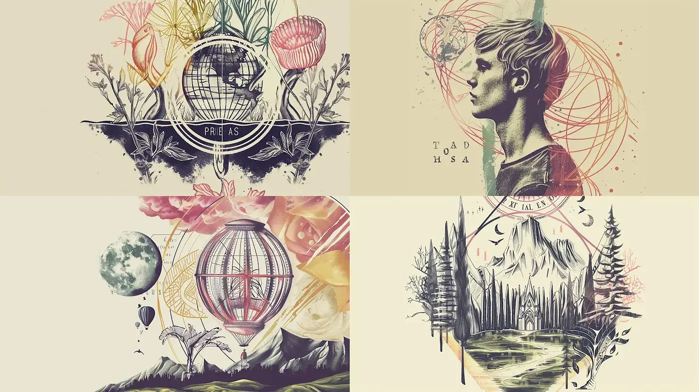 Surreal and Dreamlike Illustrations with a Vintage Touch - Midjourney sref style