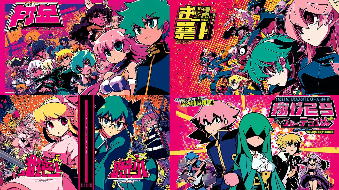 Vibrant and Dynamic Anime-inspired Illustrations with Retro Aesthetic - Midjourney sref style
