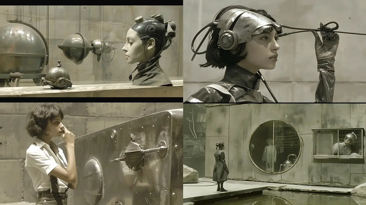 Monochromatic Retrofuturism with Cinematic Ambience - Midjourney sref style