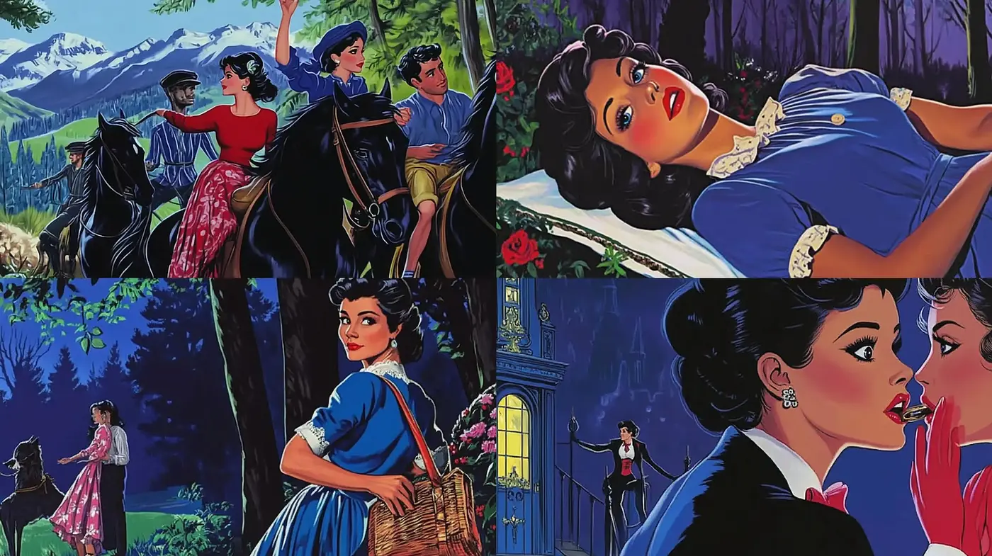 Enchanting Timeless Elegance: A Homage to Classic Animation and Romantic Storytelling - Midjourney sref style
